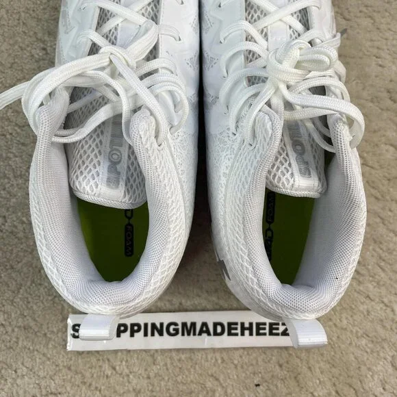 [US 14] UNDER ARMOUR UA SPOTLIGHT 4D Foam Football Cleats Shoes White Silver